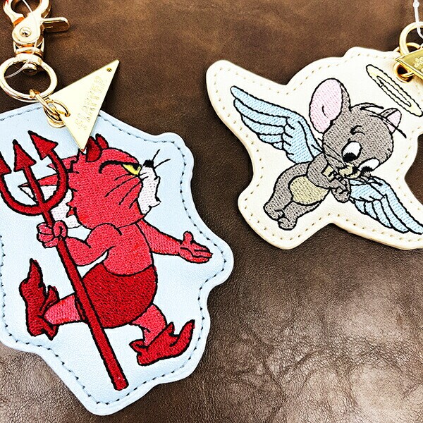 トムとジェリー ジェリー 天使と悪魔刺繍チャーム アイボリー トムジェリ