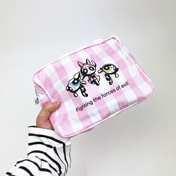 パワーパフガールズ ギンガムチェックポーチ ピンク パワパフ