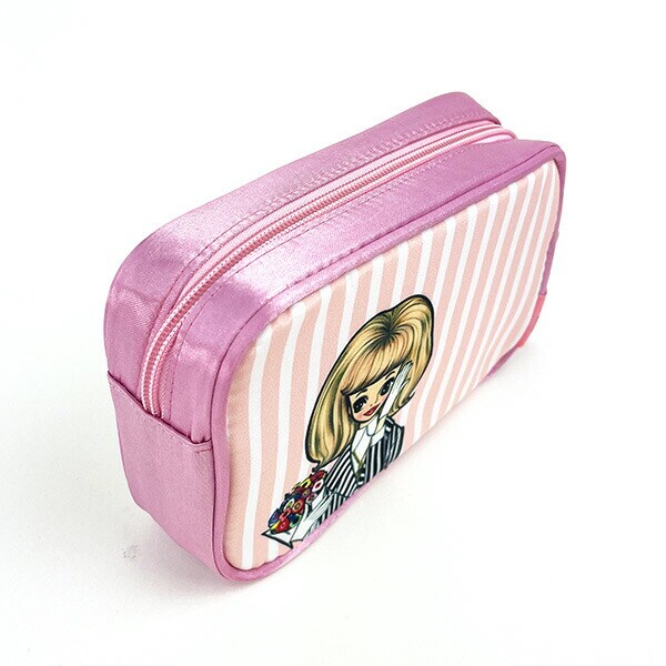 内藤ルネ ポーチ パイピンストライプ ボックス 小物入れ 化粧ポーチ