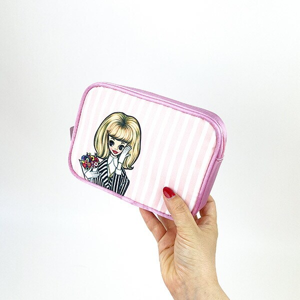 内藤ルネ ポーチ パイピンストライプ ボックス 小物入れ 化粧ポーチ