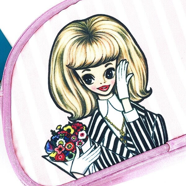 内藤ルネ ポーチ パイピンストライプ ラウンド 小物入れ 化粧ポーチ