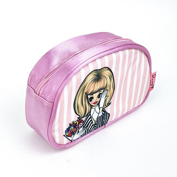 内藤ルネ ポーチ パイピンストライプ ラウンド 小物入れ 化粧ポーチ