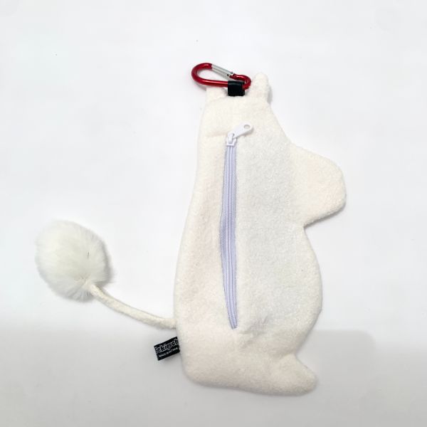 ムーミン フラットポーチ ポーチ 白 ペンポーチ ペンケース カラビナ