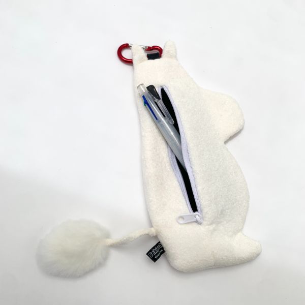 ムーミン フラットポーチ ポーチ 白 ペンポーチ ペンケース カラビナ