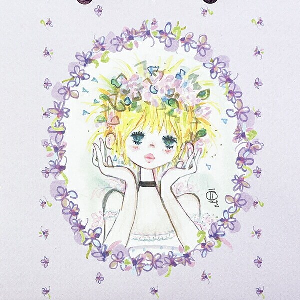 水森亜土 キャリーバッグ(S) 花かんむり 紙袋