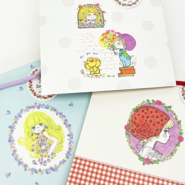 水森亜土 キャリーバッグ(M) 赤いスカーフ 紙袋