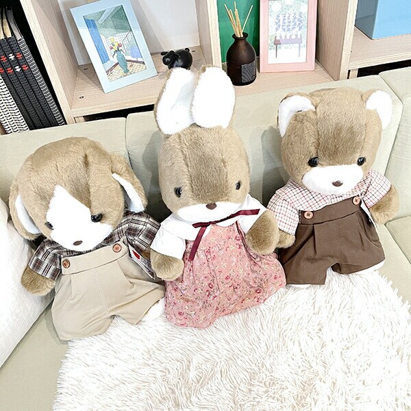 ぬいぐるみ マック Ｌ チェックシャツ ブラウン『ラッキー・マック・サンディ』シリーズ 人形 インテリア キッズ ギフト