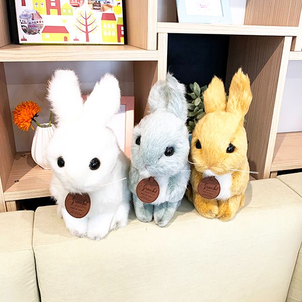   日本製 手作り ぬいぐるみ うさぎ(ウサギ) 座り グレー 4905330014450 　 グレー  日本製