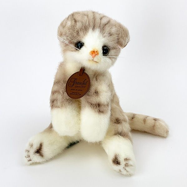 スコティッシュ猫 座り ぬいぐるみブラウン グレイフル インテリア用品日本製 　 　