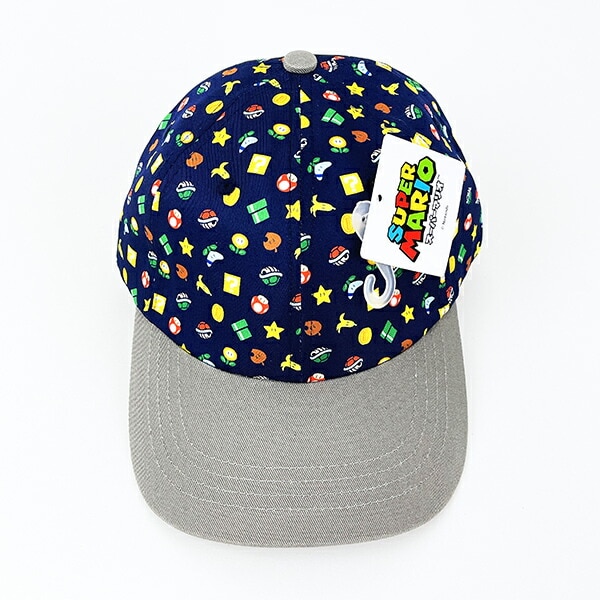 スーパーマリオ アイテム総柄 ローキャップ 帽子