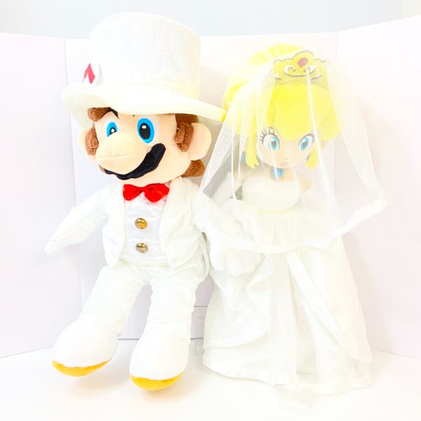 スーパーマリオオデッセイ マリオ&ピーチ姫 ウエディングスタイル ぬいぐるみ 結婚祝い ホワイト グッズ