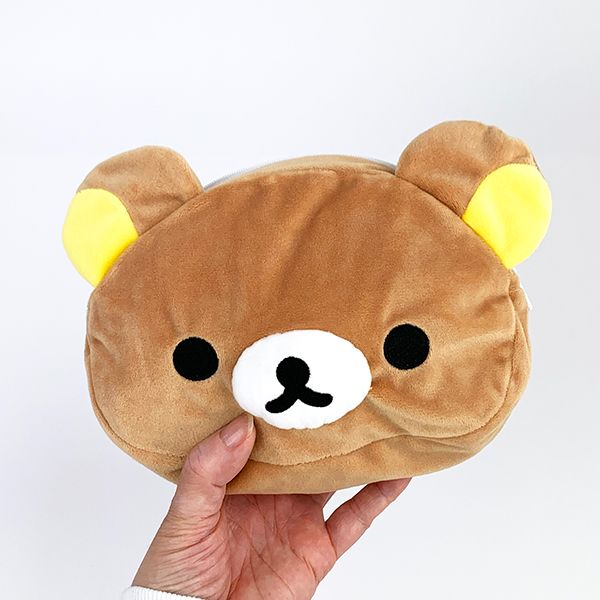 リラックマ リバーシブル3面ポーチ フェイス コリラックマ キイロイトリ メイクポーチ 小物入れ ブラウン