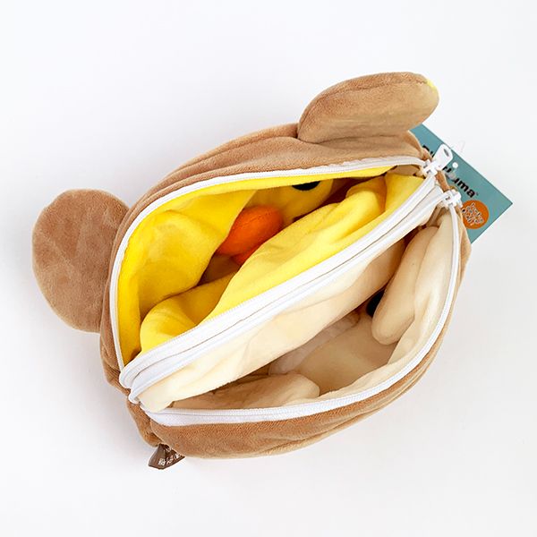 リラックマ リバーシブル3面ポーチ フェイス コリラックマ キイロイトリ メイクポーチ 小物入れ ブラウン