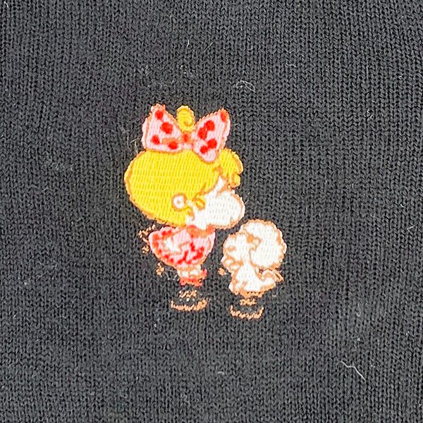 水森亜土 レディースカーディガン 刺繍 ブラック M 亜土ちゃん