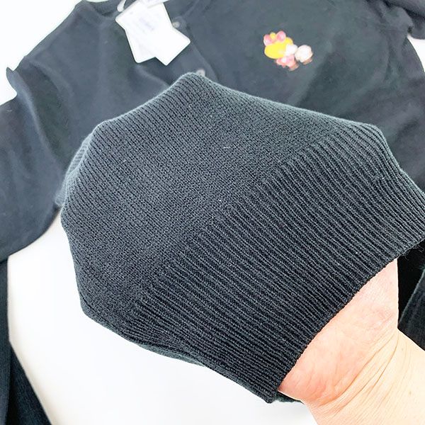 水森亜土 レディースカーディガン 刺繍 ブラック M 亜土ちゃん