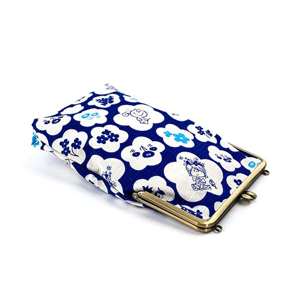 水森亜土 和柄シリーズ ご朱印帳ポーチ 青 がま口 亜土ちゃん