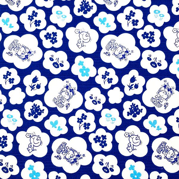 水森亜土 和柄シリーズ ご朱印帳ポーチ 青 がま口 亜土ちゃん