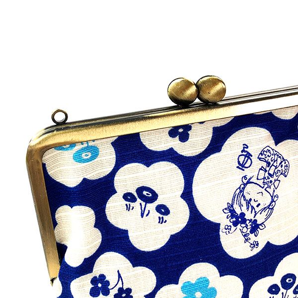 水森亜土 和柄シリーズ ご朱印帳ポーチ 青 がま口 亜土ちゃん