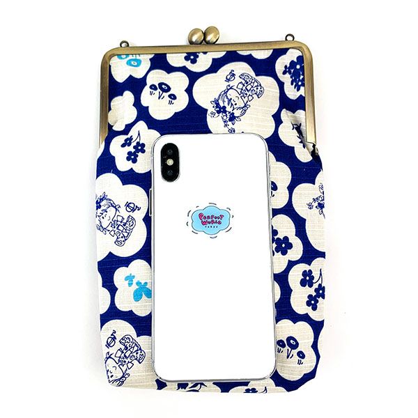 水森亜土 和柄シリーズ ご朱印帳ポーチ 青 がま口 亜土ちゃん