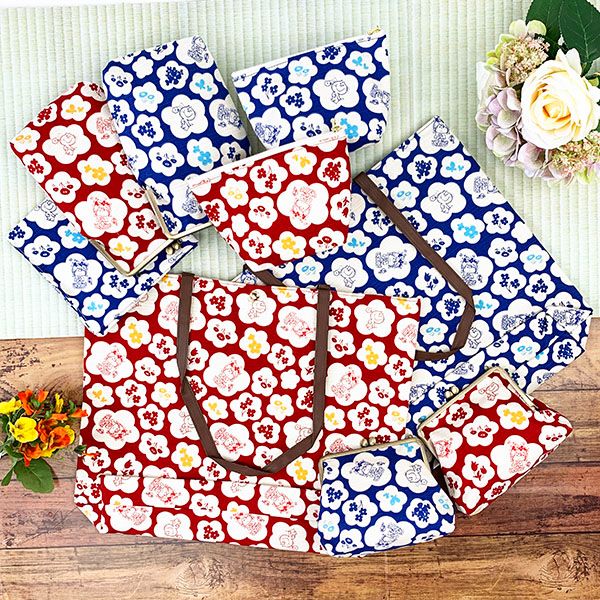 水森亜土 和柄シリーズ ご朱印帳ポーチ 青 がま口 亜土ちゃん