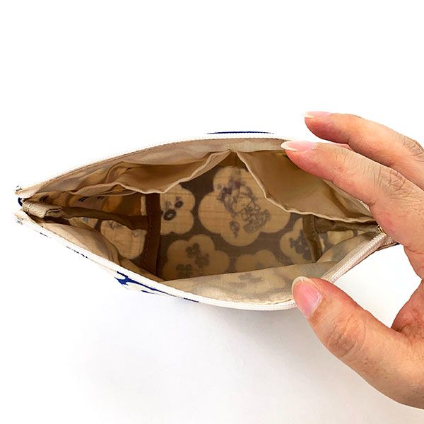 水森亜土 和柄シリーズ ポーチ 青 コスメポーチ 小物入れ 亜土ちゃん