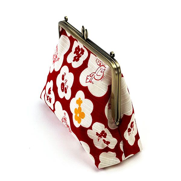 水森亜土 和柄シリーズ がま口ポーチ 赤 コスメポーチ 小物入れ 亜土ちゃん