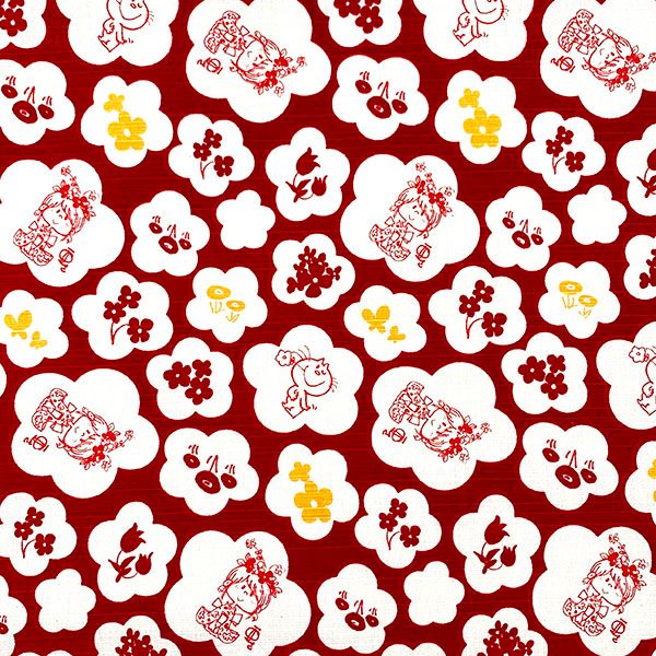 水森亜土 和柄シリーズ がま口ポーチ 赤 コスメポーチ 小物入れ 亜土ちゃん