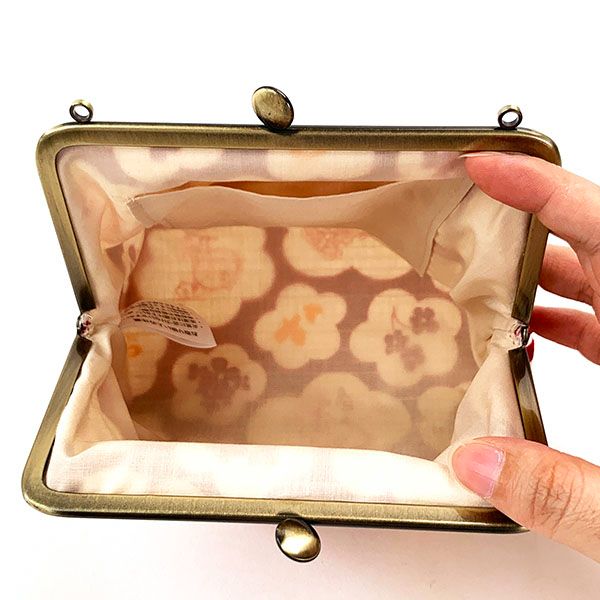 水森亜土 和柄シリーズ がま口ポーチ 赤 コスメポーチ 小物入れ 亜土ちゃん