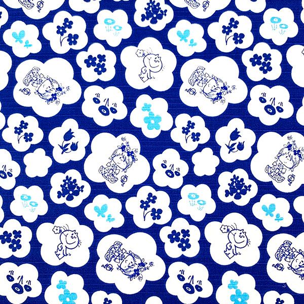 水森亜土 和柄シリーズ がま口ポーチ 青 コスメポーチ 小物入れ 亜土ちゃん