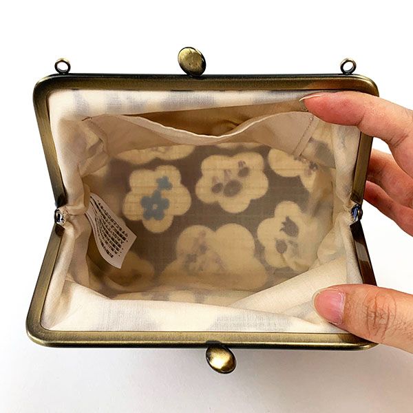 水森亜土 和柄シリーズ がま口ポーチ 青 コスメポーチ 小物入れ 亜土ちゃん