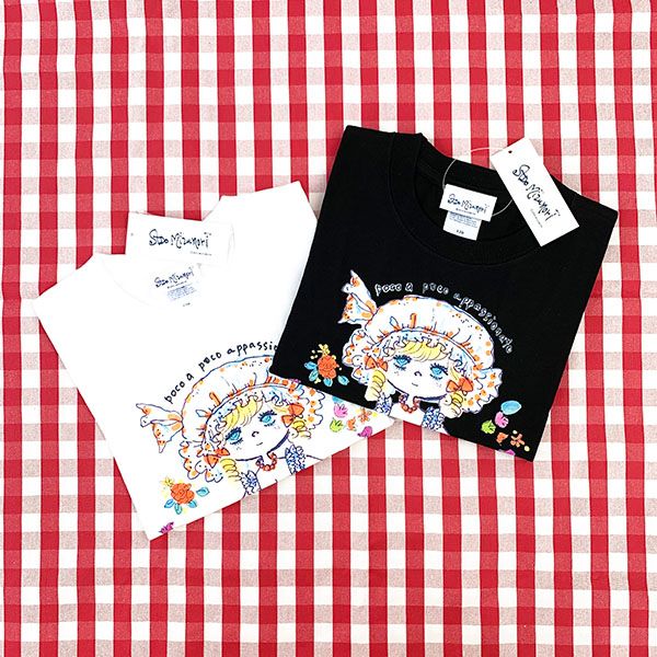 水森亜土 キッズTシャツ ハナ ブラック 120cm 亜土ちゃん