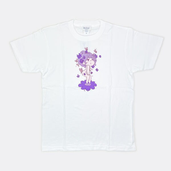 水森亜土 シルクスクリーンプリント Tシャツ(チョウチョ) (ホワイト) アパレル 亜土ちゃん