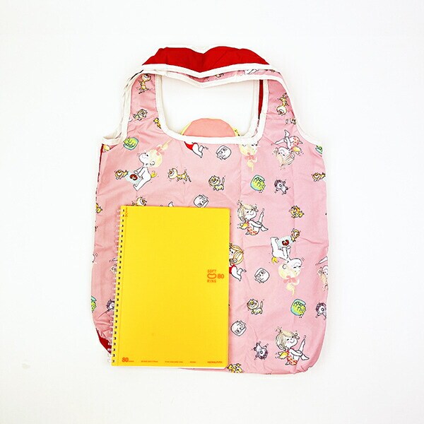 水森亜土 ネコ エコバッグ レッド×ピンク