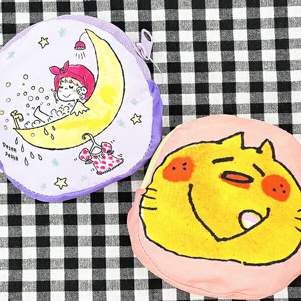 水森亜土 ネコ エコバッグ レッド×ピンク