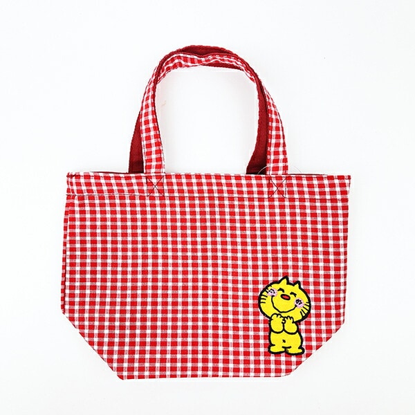 水森亜土 ギンガム リバーシブルランチトートバッグ(レッド)