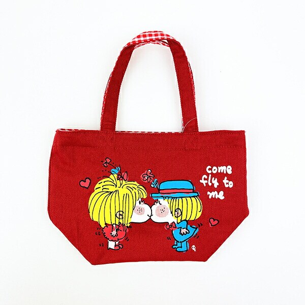 水森亜土 ギンガム リバーシブルランチトートバッグ(レッド)