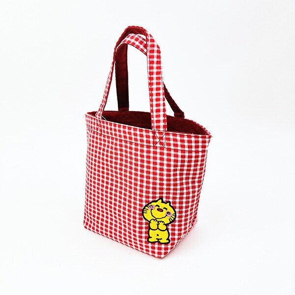 水森亜土 ギンガム リバーシブルランチトートバッグ(レッド)
