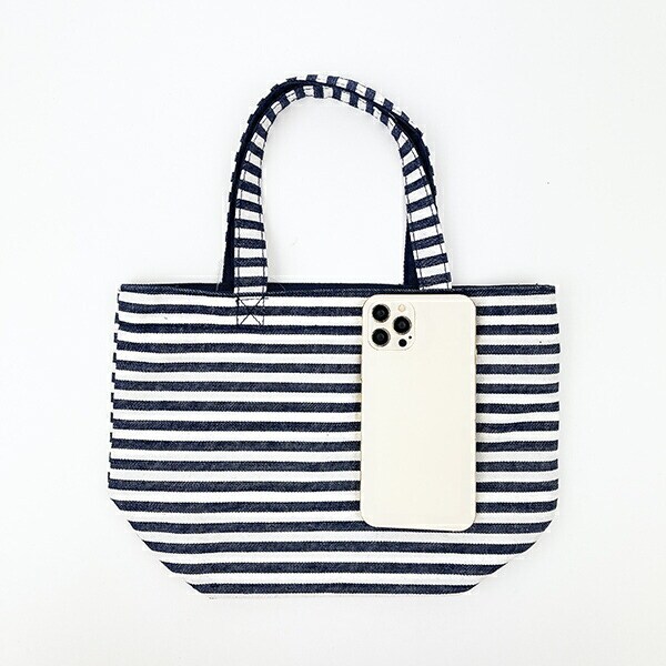 水森亜土 ボーダー リバーシブルランチトートバッグ(ネイビー)