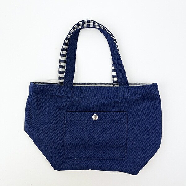 水森亜土 ボーダー リバーシブルランチトートバッグ(ネイビー)