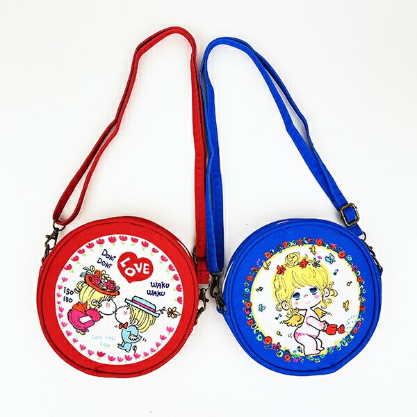 水森亜土 LOVE ラウンドポシェット レッド ショルダーバッグ