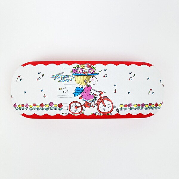 水森亜土 メガネケース ジテンシャ (レッド)