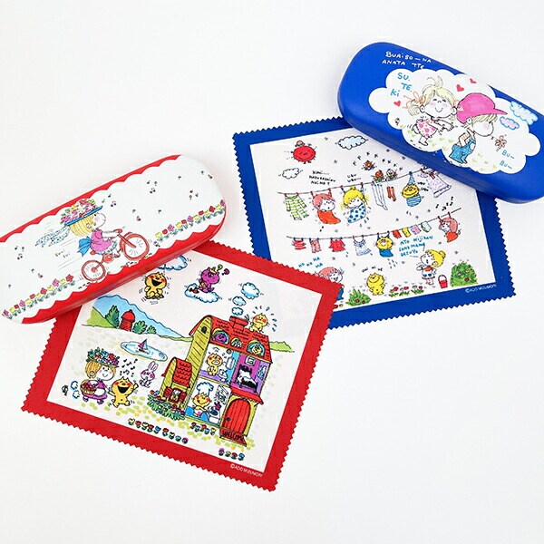 水森亜土 メガネケース フタリ (ブルー)