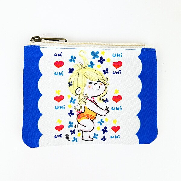 水森亜土 ハート ティッシュポーチ ブルー