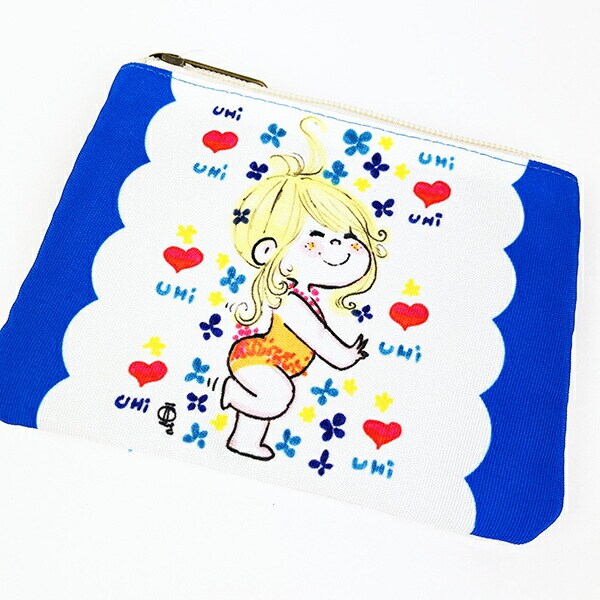 水森亜土 ハート ティッシュポーチ ブルー