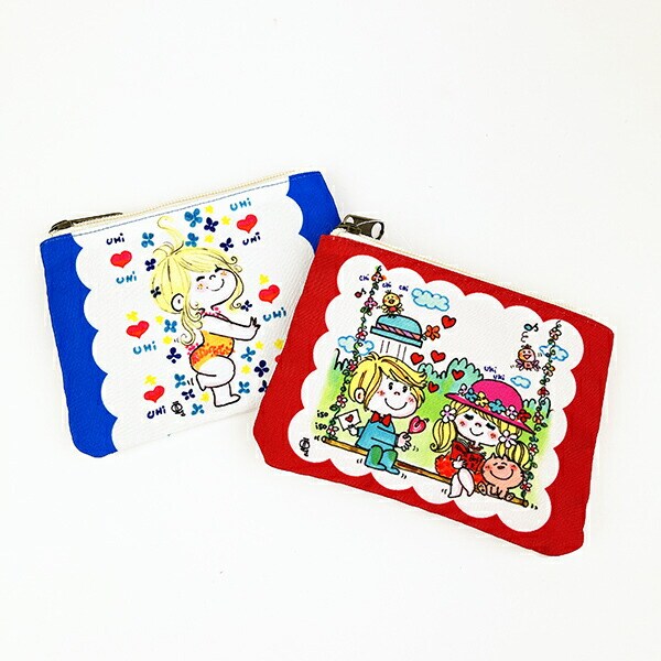 水森亜土 ハート ティッシュポーチ ブルー