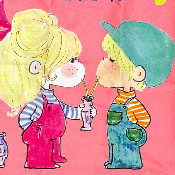 水森亜土 エコバッグ フルーツ(ピンク×イエロー)