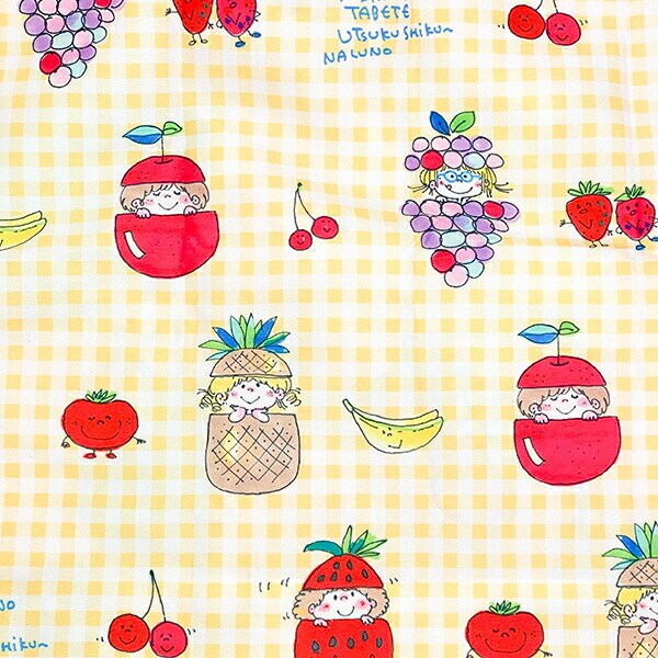 水森亜土 エコバッグ フルーツ(ピンク×イエロー)