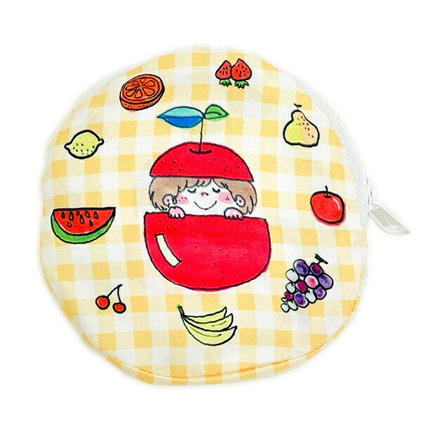 水森亜土 エコバッグ フルーツ(ピンク×イエロー)