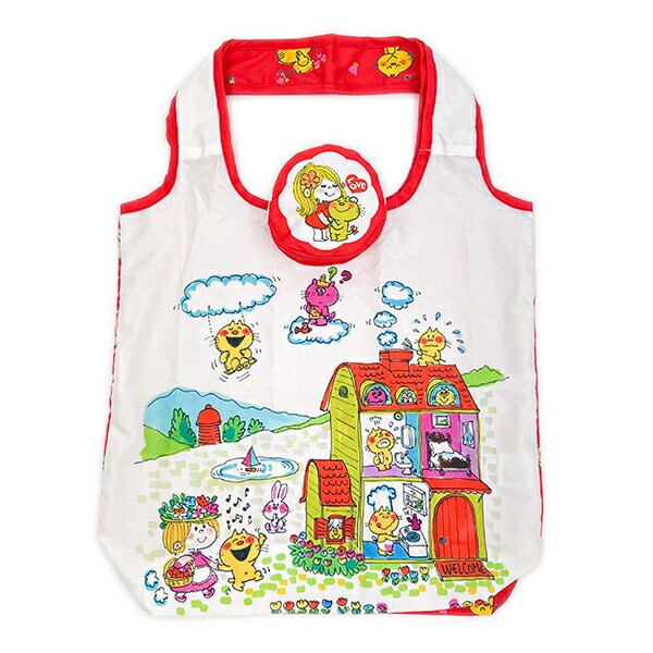 水森亜土 エコバッグ オウチ(レッド×アイボリー)