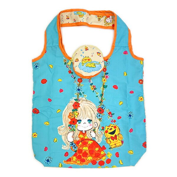 水森亜土 エコバッグ ブランコ(ライトブルー×ベージュ)